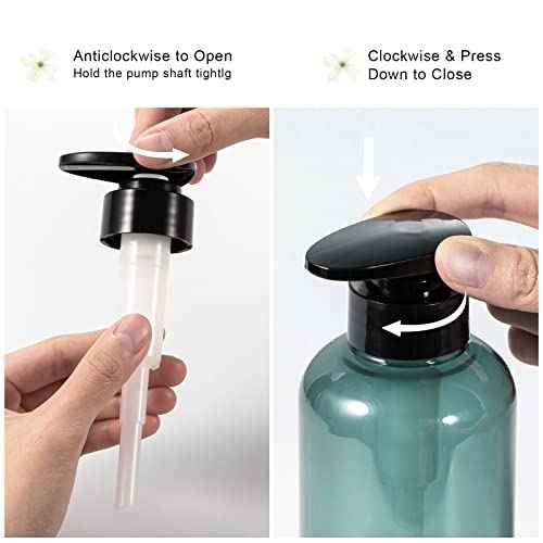 Yebeauty Pump Bottle 10oz, 2 PCS Shampoo Bottles Dispenser with Pump Refillable Containers, 300ml,Clear Blue
