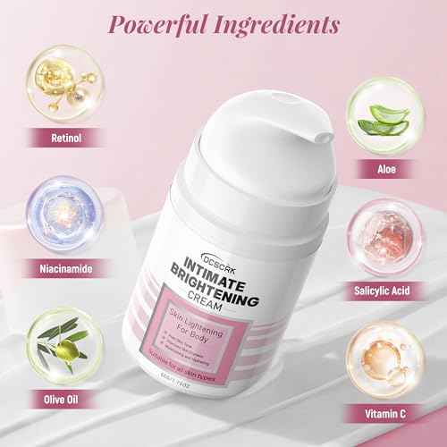 Skin Lightening Cream for Intimate Area Dark Spot Remover Skin Whitening Cream for Sensitive Part Underarms, Inner Thighs, Bikini Line, Knees and Elbows Bleaching Body Cream (1.76 Fl Oz)