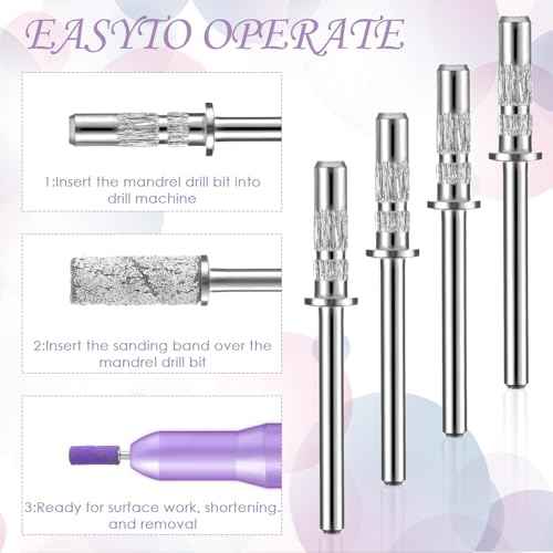 4Pcs Small Mandrel Nail Bit 3mm Mini Mandrel for Nail Sanding Bands,Stainless Steel Small Sanding Band Nail Drill Bit for Electric Drill File Machine Manicure Accessory