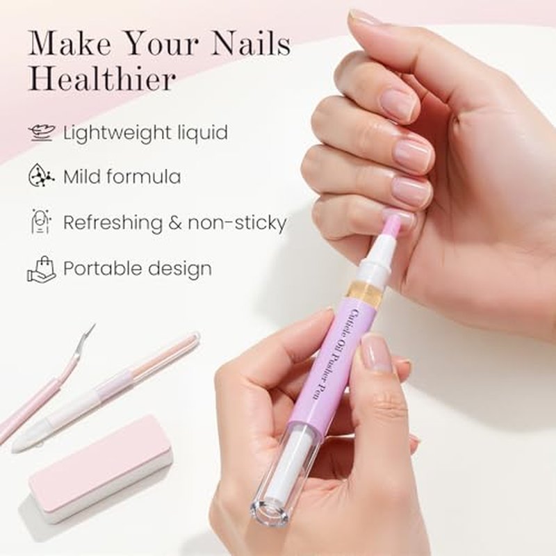 Ceramic Cuticle Remover Pen - Moisturizing Nail Pusher Tool (4 Pcs)
