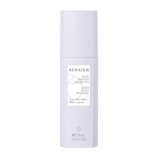 KERASILK Flat Iron Spray | Speeds Up & Eases Hot Iron Styling | Smooths Hair & Flyaways | Creates Sleek Hair Full of Shine | Humidity Protection | With Heat Protection | 75ml