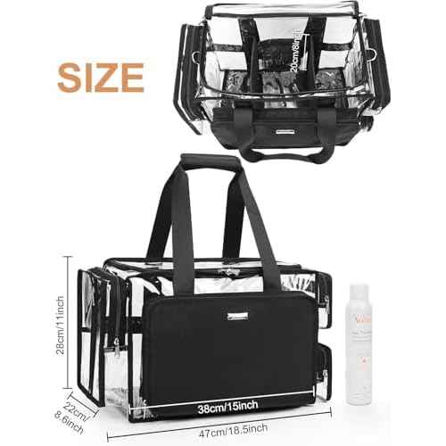 Relavel Hair Tools Travel Bag with Clear Makeup Bag, Hair Stylist BarberBag on Wheels Hairdresser Cosmetology Bag Case with Four 360 Degree Spinner Wheels, Heat Insulation Full Layer for Curling Iron