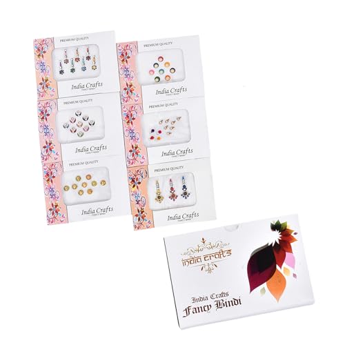 6 Pack Multicolor Bindi Set - Crystal Rhinestone Designs