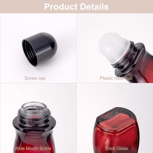 Kesell 50ml Essential Oils Roller Bottles 2-Pack with Opener — Gold & Black Cap
