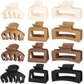 PAOFUPOS Claw Clips for Women - 3 Styles Hair Clips for Thick & Thin Hair in White, Khaki, Brown, Black