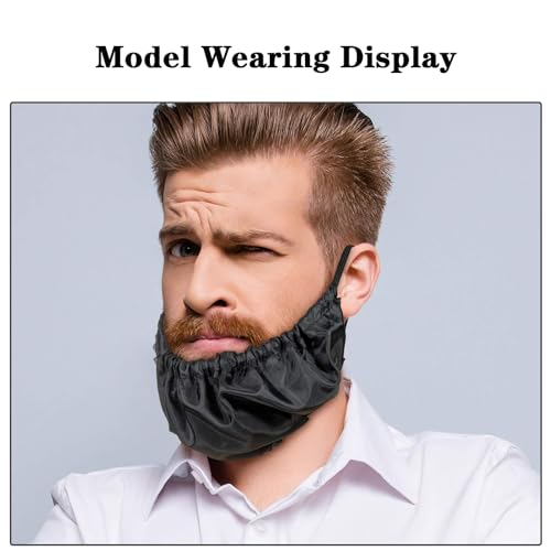 Beard Bonnet Beard Bandana for Men Facial Hair Beard Bib Adjustable Beard Guard Cover Mens Bedtime Apron Cap Double Layer (Black)