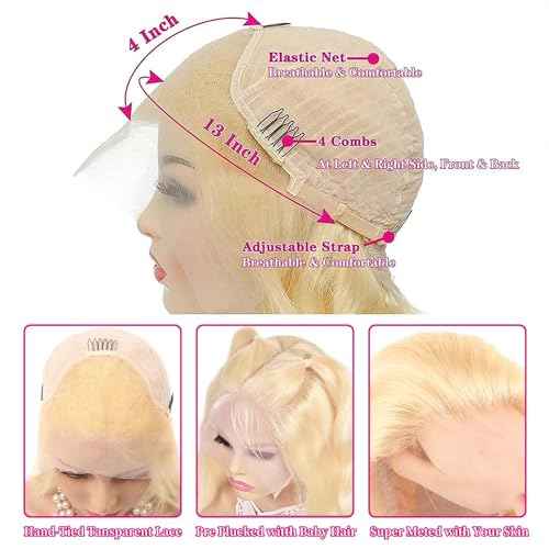 613 Lace Front Wig Human Hair Body Wave 13x4 Blonde Lace Front Wigs Human Hair Pre Plucked 180% Density 613 HD Lace Frontal Wig Transparent Lace With Baby Hair 20 inch