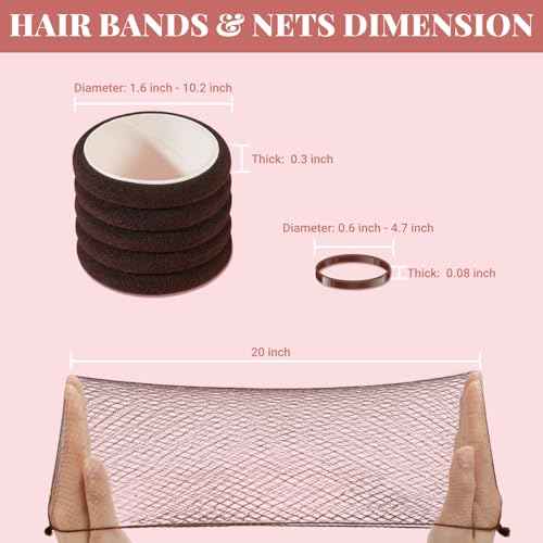 415pcs Bobby Pins Hair Pins Set, IKOCO 200pcs U Shaped Pins & Elastic Hair Ties for Women with Hair Net, Brown