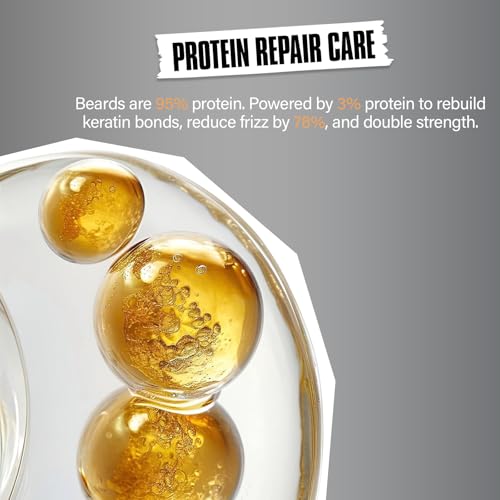 Repairing Beard Wash & Shampoo for Damaged Beards - Strengthens, Softens, Thickens & Adds Healthy Shine ? With 3% Protein, Biotin, Ceramides & Niacinamide ? 8.45 fl oz