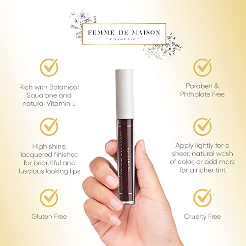 Cosmetics, Lustre Lip Gloss, Moisturizing, Long Lasting with Squalane & Vitamin E, 100% Gluten, Paraben & Phthalate-Free, Never Sticky, Soft, Natural Colors (Figue Noir 10)