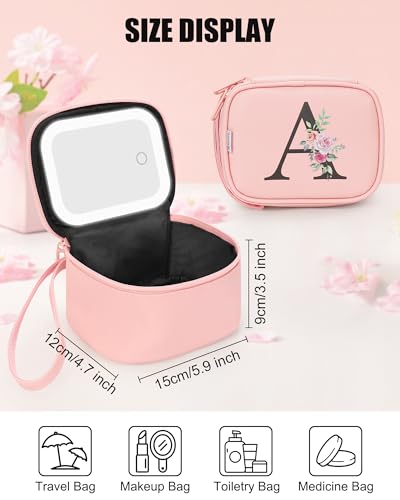 Personalized LED Makeup Bag with Mirror & Wrist Strap