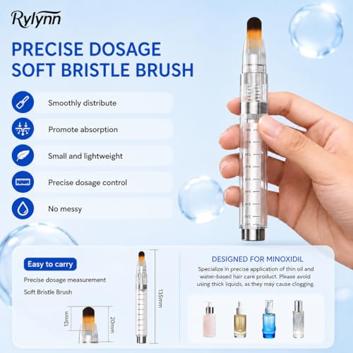 Rylynn 7-in-1 Minoxidil Applicator Brush Set for Hairline Eyebrow Beard - Portable Oil & Serum Dispenser