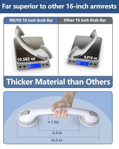 NKJVE 2 Pack 16.1-inch Suction Cup Shower Handles for Elderly Safety, No Drilling