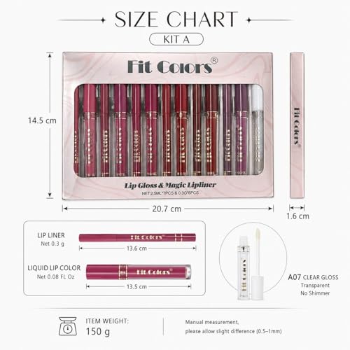 MooGlamor 13-Piece Matte Lip Liner & Lip Gloss Set for Long-Lasting Lip Makeup