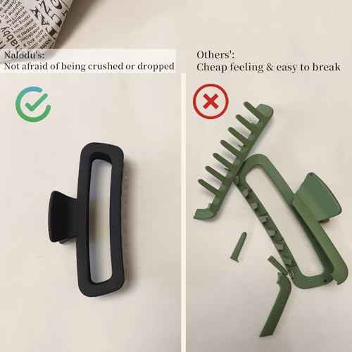 5 Inch Large Hair Claw Clips, No Slip Matte & Glossy Unbreakable Square XL Hair Clips for Thick Long Curly Hair, Women's Big Rectangle Strong Clips, 4 Pack