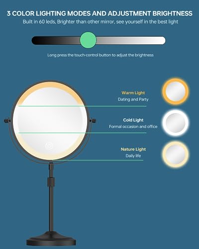 8.6" Lighted Makeup Mirror 1X/10X Magnification Rechargeable