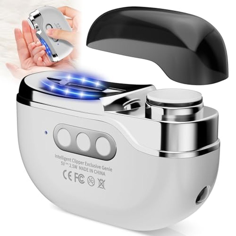10 Pack Electric Nail Clipper 3-in-1, 2026 Upgraded Painless Automatic Nail Trimmer for Thick Fingernails &Toenails, 3-Speed with LED, Polishing & Storage,Type-C Rechargeable,Safe for Seniors (White)