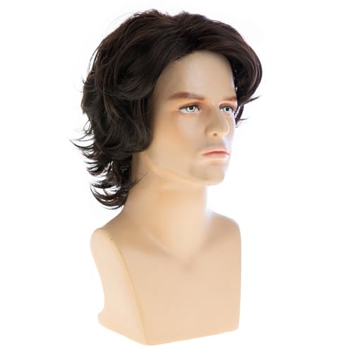 Brown Short Layered Fluffy Wig for Men | Synthetic Halloween Cosplay