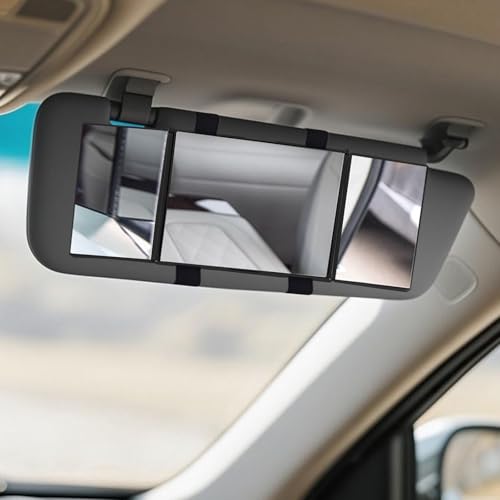 VRTYVEYBB 3-Way Tri-Fold Vanity Mirror 360° Fold-Out for Makeup & Grooming, Portable 6.7 x 6.3 inches, Black