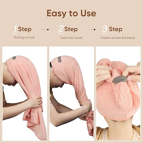 HOMEXCEL Microfiber Hair Towels, 40x20 in, 5-Pack