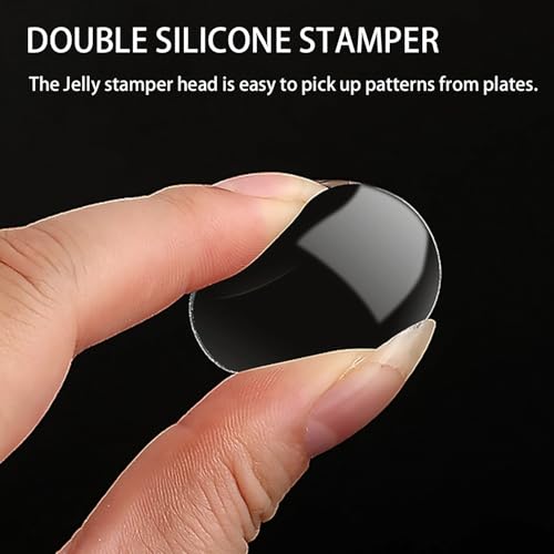Clear Silicone French Tip Nail Stamper Kit with Art Brushes & Scraper