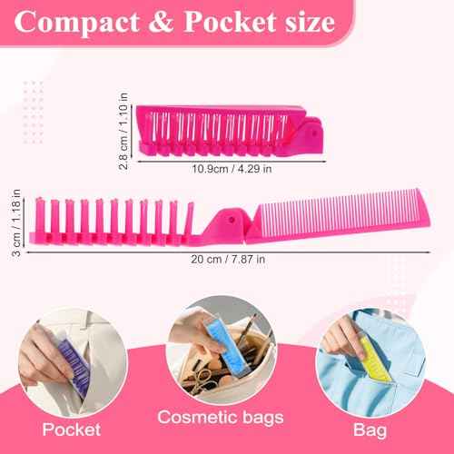 Foldable Hair Combs In Bulk, Individually Wrapped Multicolour Folding Comb, Women Men Pocket Size Double Headed Mini Hair Brush Styling Tool for Travel Hotel Homeless Shelter Charity Church(200 Pack)