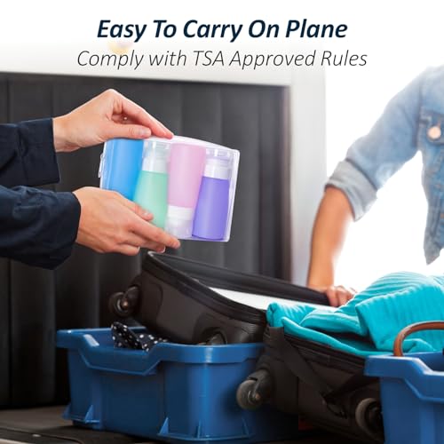 Travel Toiletry Bag with Bottles - TSA Approved 3.4 oz Silicone Containers