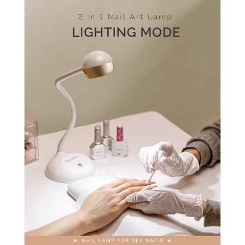 MelodySusie Gooseneck Cordless UV Nail Lamp with Adjustable Light Angle, S-Pro09M 2-In-1 Rechargeable Fast Curing Nail Dryer Cures All Gels, Especially Rhinestone Glue & Liner Gel Polish