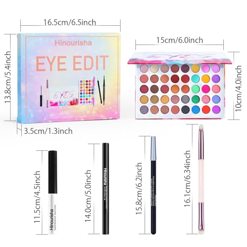 40 Color Eyeshadow Palette Kit with Eyeliner, Mascara & Brushes