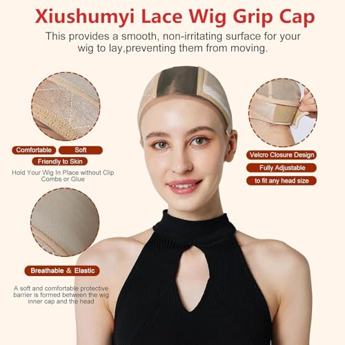 Lace Wig Cap with Grip Band - Adjustable Glueless Wig Cap