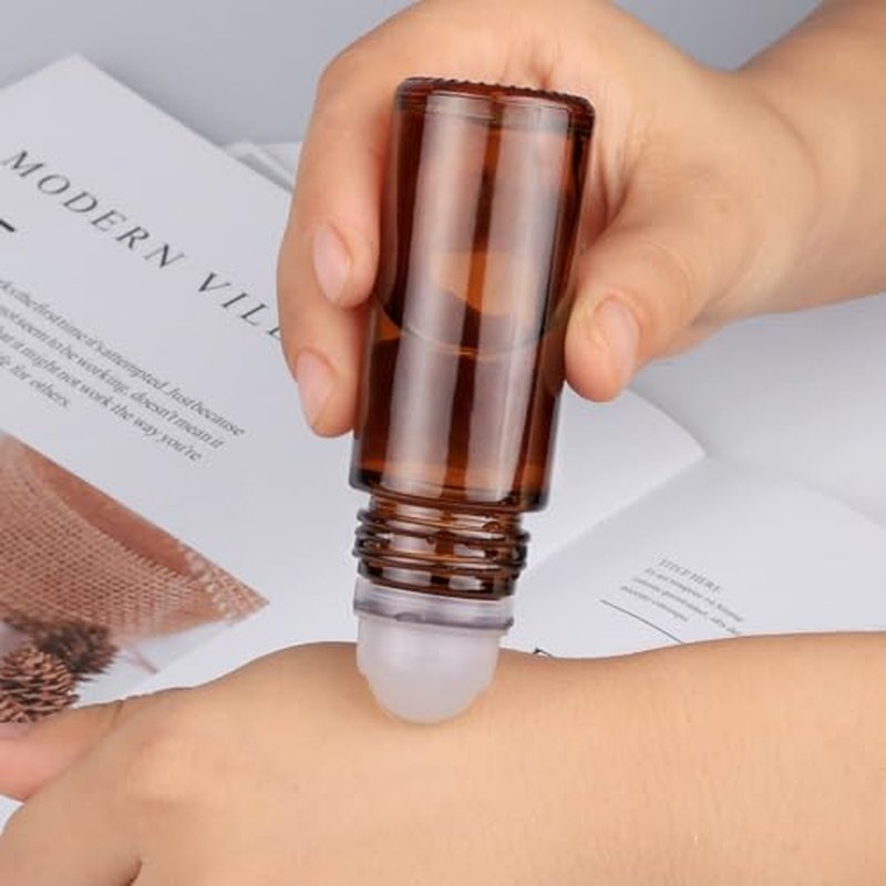 2Pcs 50ml Brown Glass Essential Oil Roller Bottles