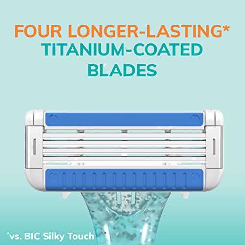 BIC EasyRinse Anti-Clogging Women's Disposable Razors for a Smoother Shave With Less Irritation*, Shaving Razors With 4 Blades, 6 Count