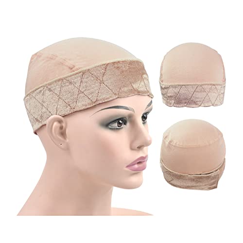 Wig Grip Cap for Women Wig Grip bands with Cap 2-in-1 Adjustable Comfortable Wigs Cap for Lace Front Wig (Beige)