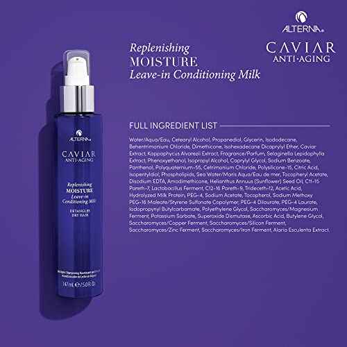 Alterna Haircare CAVIAR Anti-Aging Replenishing Moisture Leave-in Conditioning Milk, 5 Fl Oz | Detangles Dry Hair | Sulfate Free, Paraben Free