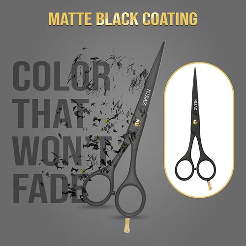 Professional 6.5” Matte Black Hair Cutting Scissors - Ergonomic Barber Shears