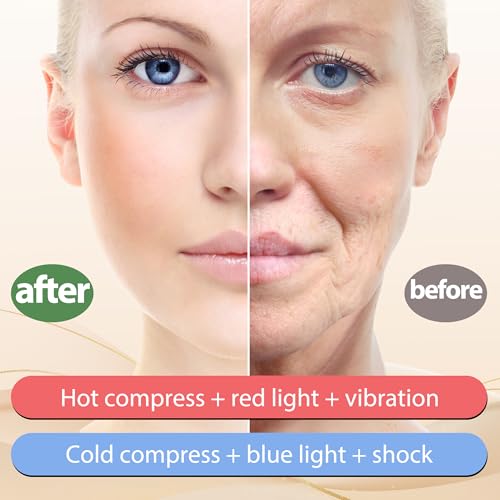 Upgraded Hot & Cold Dual Mode Face and Neck Beauty Massager, 7 in 1 LED Facial Sculptor, 7 Modes -Micro - Vibration - 7 Light -Heating -Ice Compress for Home Skin Care, Face Lift Device