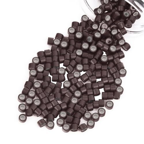 Vlasy 4mm Silicone Lined Micro Beads for Hair Extensions, 200Pcs