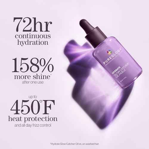 Pureology Hydrate Glow Catcher Hair Oil - Anti-Frizz, Up to 72 Hours of Hydration & Hair Shine, Heat Protectant, Vegan