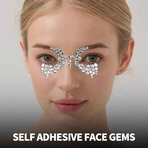 Teenitor 2662 Pcs Hair Gems Hair Pearls Face Gems, 12 Sheets Self Adhesive Face and Hair Jewels Bling Hair Accessories, Hair Face Jewels 3/4/5/6/8mm Hair Pearls Gems Stick on for Hair, Face, Crafts