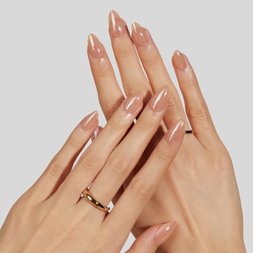 LAMIMOSA Glazed Dream Short Almond Press-On Nails 32Pcs Nude Gel Finish