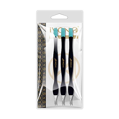 Black IVON 3 Pack Cuticle Trimmer Pusher Remover Gentle Nail Care Tools