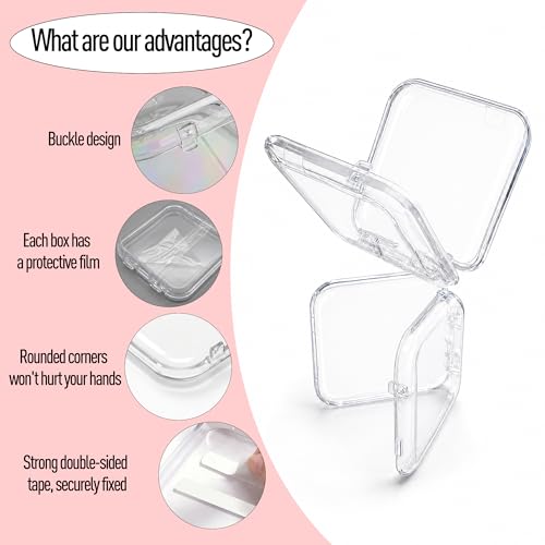 12 Clear Acrylic Press On Nail Storage Boxes with Adhesive Tapes