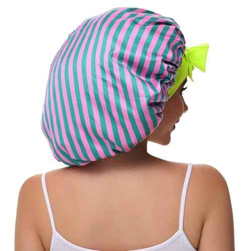 Double Layer Silk Bonnet with Tie Satin Lined Sleep Cap Hair Cover for Women's Curly Natural Hair