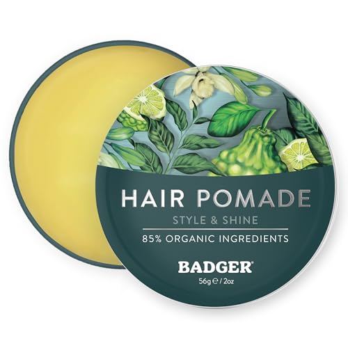 Badger Organic Hair Pomade for Men, Medium Hold & Shine