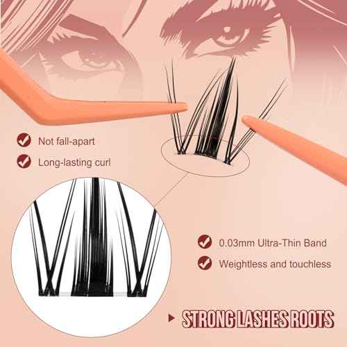 Higu clace Fairy-Lash-Clusters,144PCS Manga Lash-Clusters-Kit DIY Cluster Eyelash Extensions 10-18 mm, D Curl Lash Extension Kit with Lash Bond and Seal, Tweezers and Remover(Fairy-Kit-144pcs)