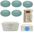 Lightfoot's Pine Soap for Men Bundle with Five (5) bars of Lightfoot's Pine Scented All Natural Mens Soap and One (1) Plastic Free Exfoliating Sisal Soap Saver Bag Gift Boxes
