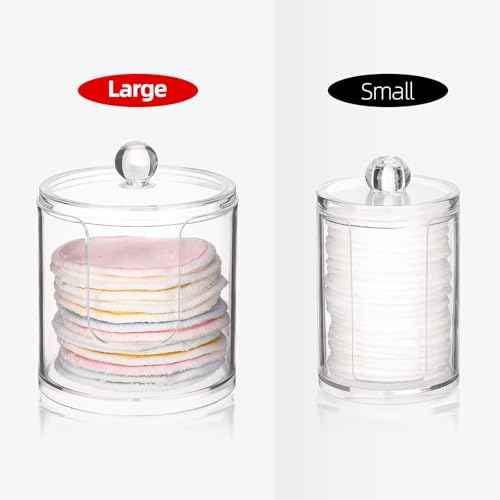 Tbestmax Plastic Cotton Round Holder and Dispenser, Clear Cotton Pads Storage Bathroom Canister Vanity Makeup Organizer
