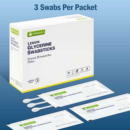 Lemon Mouth Swabs for Hospice Patients - 5 Pack of 375 Lemon Glycerin Oral Swabs for the Elderly - Refreshes and Moistens the Mouth, Teeth, and Gums