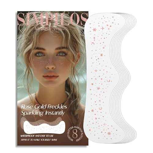 Body Face Glitter Rave Festival Pride Party Accessories - Rose Gold Waterproof Face Tattoos Speckles Makeup Patches for Women - 8 Counts