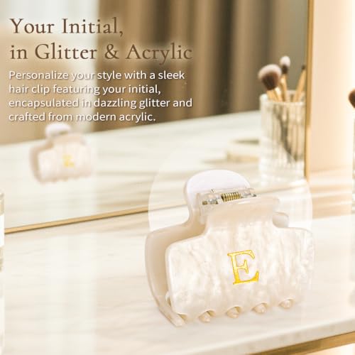 Fycert Gold-T Small Initial Hair Clip with Glitter for Women & Teens